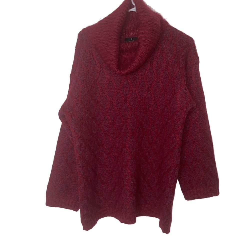 Carole Little Vintage Womens Sweater Size Medium Burgundy Mohair Blend Cowl Neck